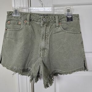 Abercrombie and Fitch Olive Frayed Jean Shorts